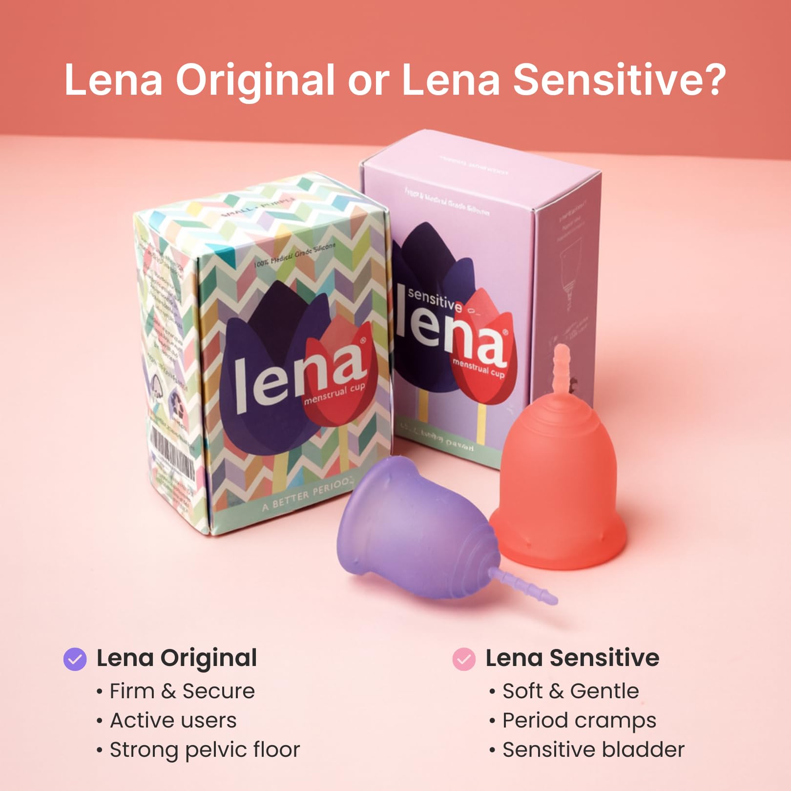 LENA Sensitive Cup 12-hour protection during workouts and sleep.