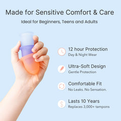 LENA Sensitive Cup Large inserted for overnight protection and security.