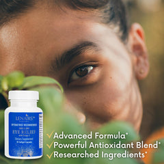 LENAIRS bottle being poured to show easy daily eye care routine.