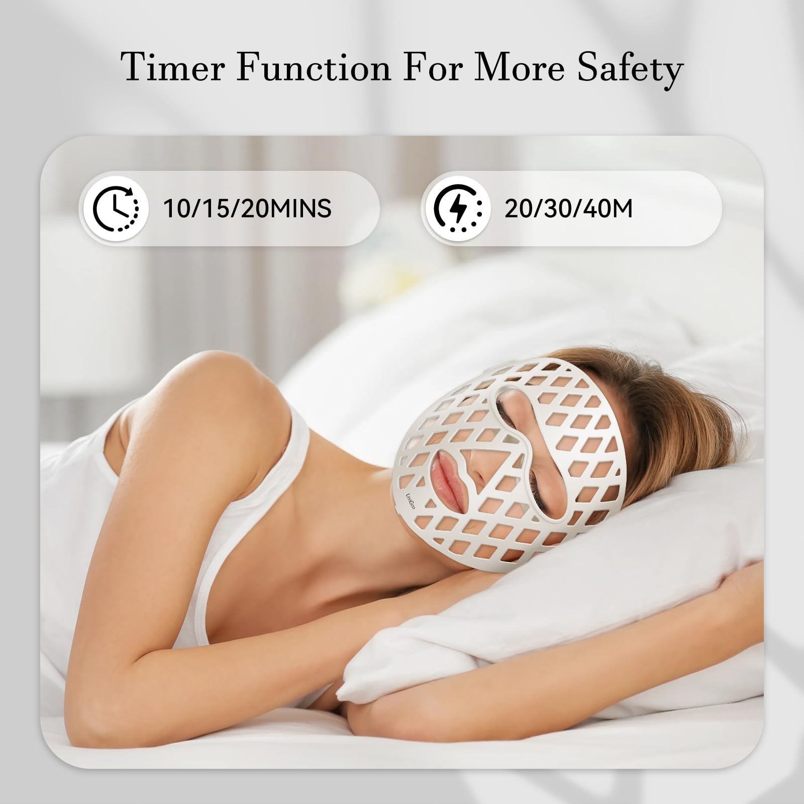 LENGEN LED face mask blue light 415nm targets blemish-prone areas safely.