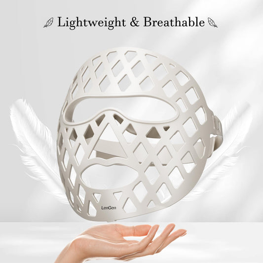 LENGEN LED face mask night usage demonstrates portable anti-aging routine.