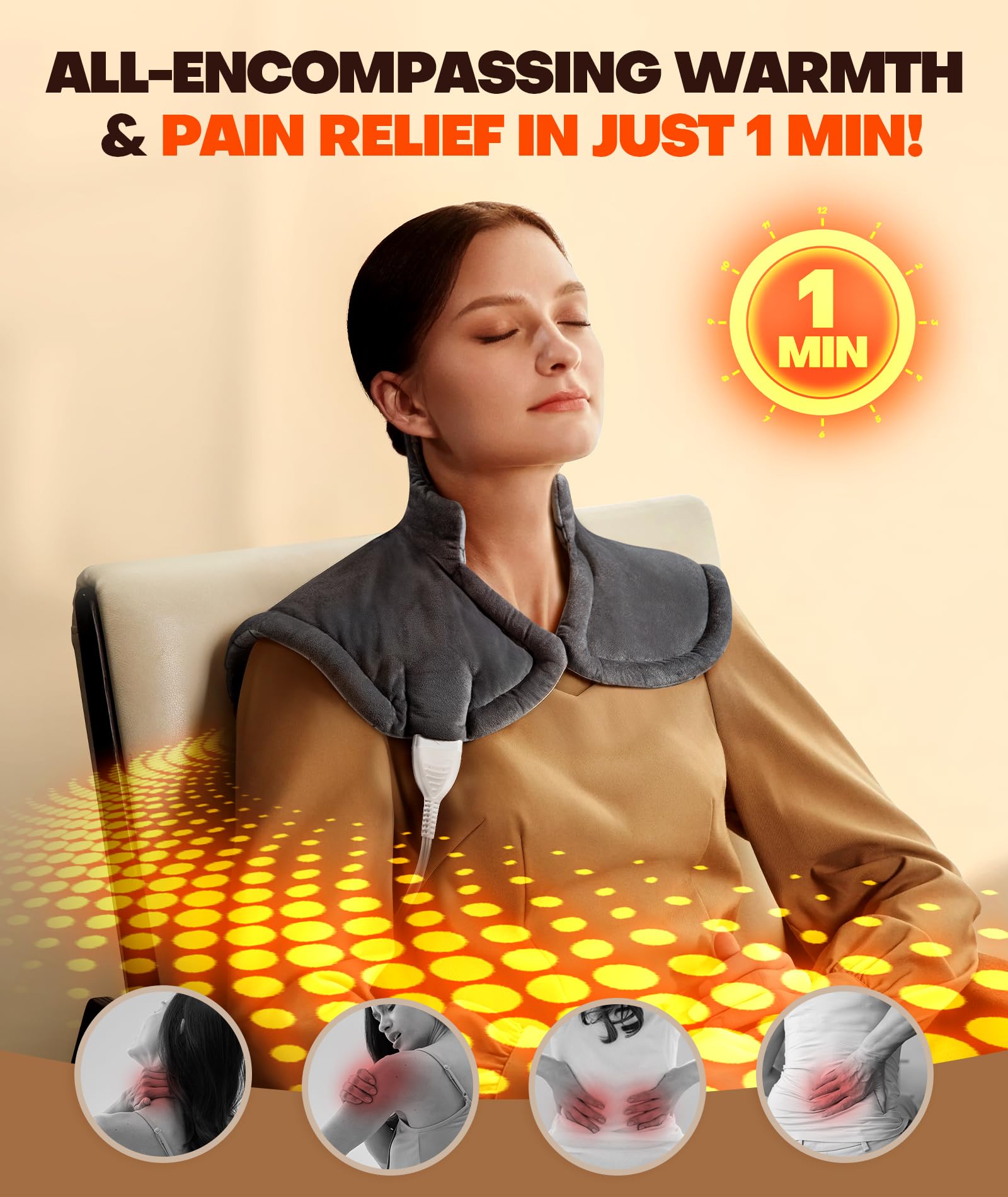 Lenmen graphene-infused fabric provides deeper heat penetration for soothing relief.