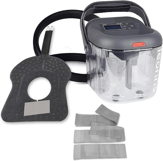 LEONNS cold therapy machine front view with knee pad for post-surgery relief.