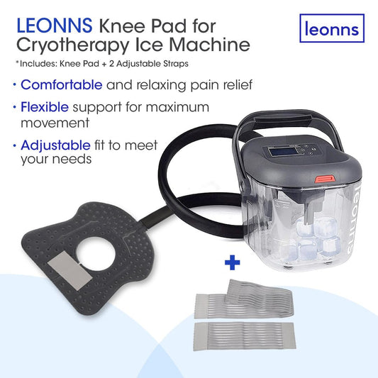 LEONNS knee pad strapped securely with adjustable straps for hands-free use.