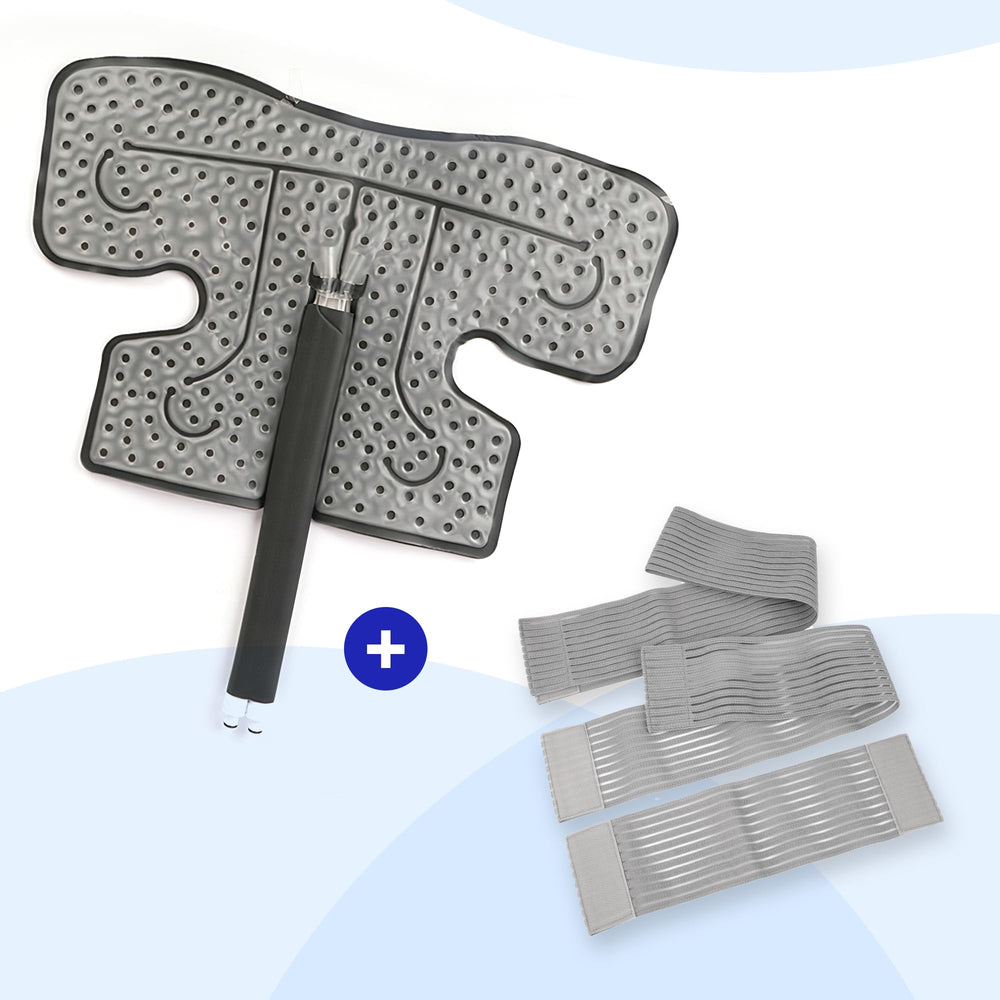LEONNS strap system with three sizes securing hands-free cold therapy.