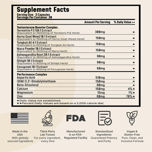 Leotri T-Booster capsules provide convenient daily energy and endurance support.
