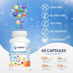Leowell Multivitamin capsules close-up for easy daily use.