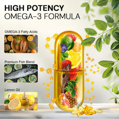 LEOWELL Omega-3 bottle with label communicates purity and third-party testing