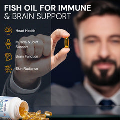 LEOWELL Omega-3 softgels in hand illustrate easy-to-swallow capsules