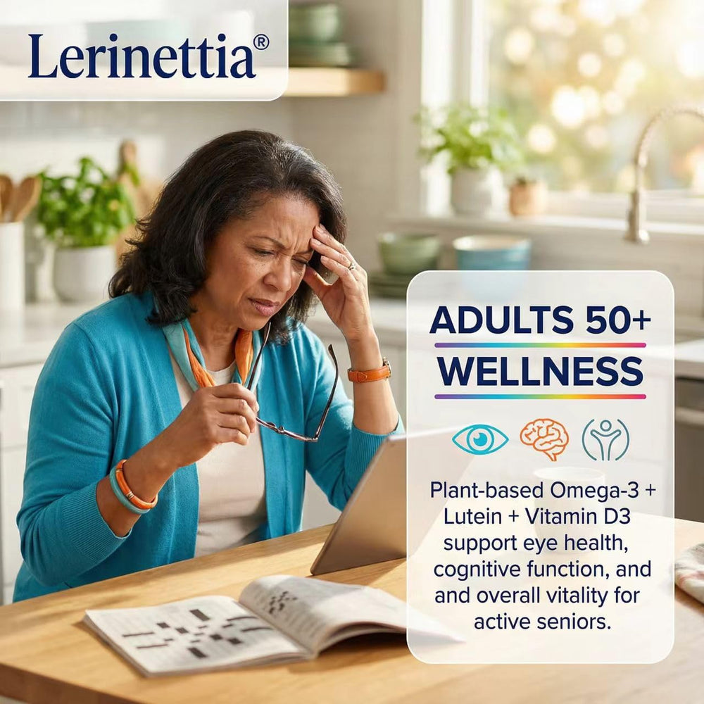 Lerinettia vegan omega3 gummies DHA and EPA for brain and eye health.