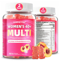 Lerinettia Women 40+ gummies bottle offers daily support for energy and immune wellness.