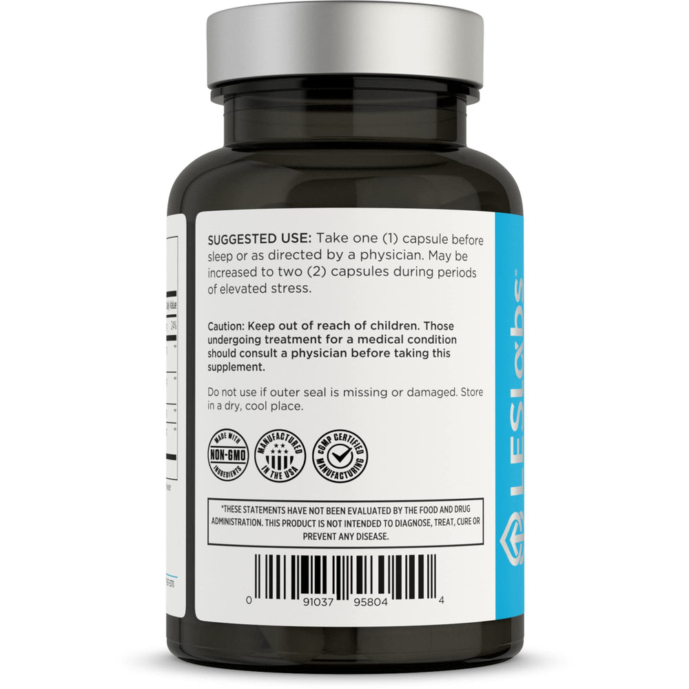 LES Labs Cortisol Health ingredients panel highlights phosphatidylserine and magnesium.