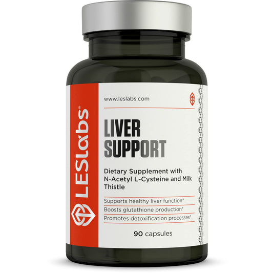 LES Labs Liver Support bottle front with capsules showing detox-focused label