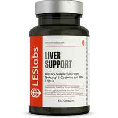 LES Labs Liver Support bottle front with capsules showing detox-focused label