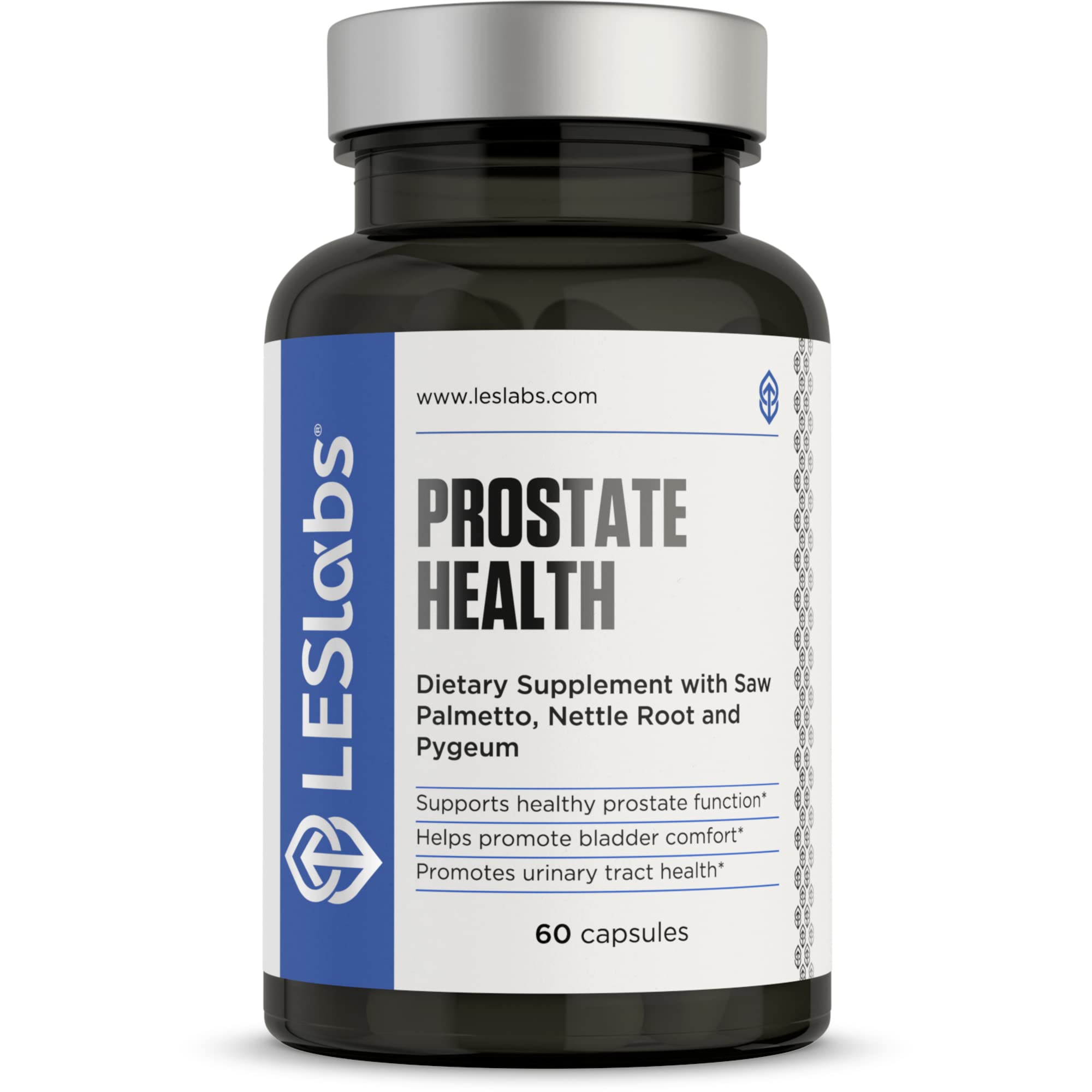 LES Labs Prostate Health bottle front showing a non-GMO formula for daily prostate support.