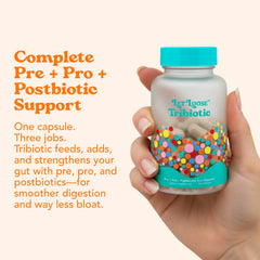 Let Loose Tribiotic bottle and label highlight gut support.