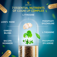 LetaGreen Lions Mane bottle supports focus and calm throughout day