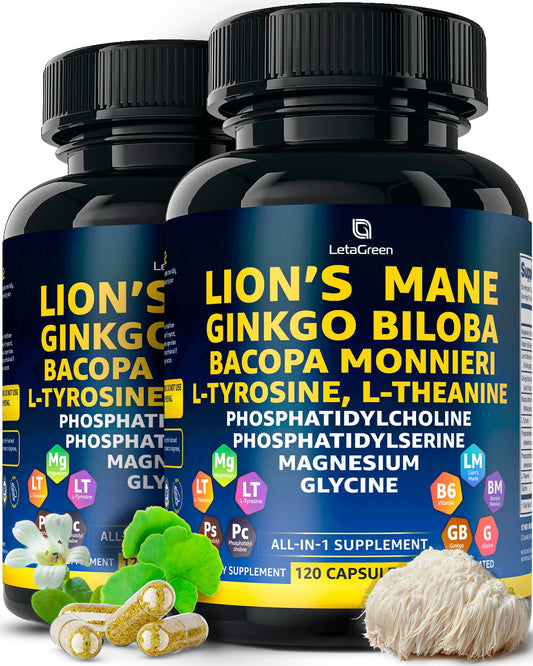 LetaGreen Lions Mane capsules for daily cognitive support.