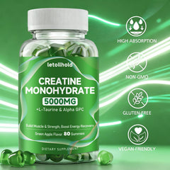 Letollhold Creatine Gummies Green Apple 160ct packaging emphasizes everyday fitness