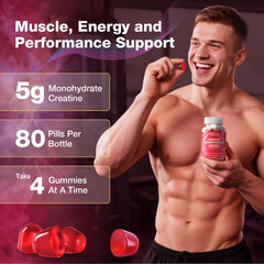 Strawberry-flavored gummies ready to enjoy after workouts.