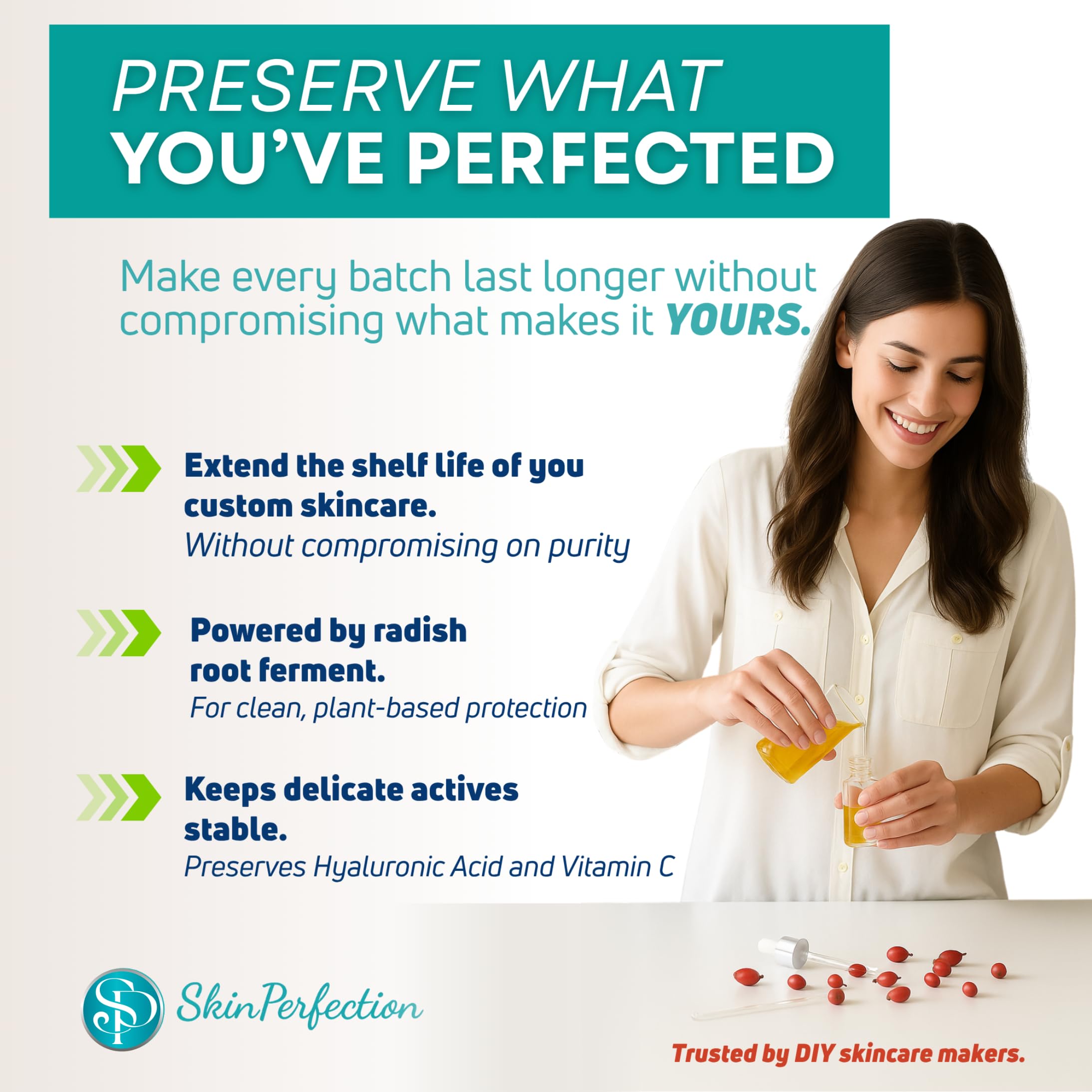 Leucidal SF Max fermented lactobacillus ingredient shown, highlighting plant-based preservation.