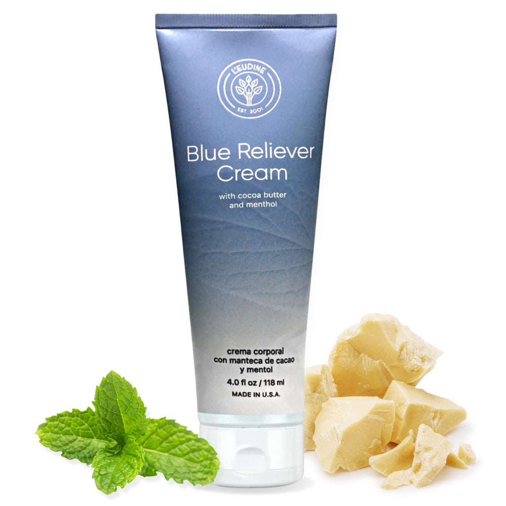 L'EUDINE Blue Reliever Cream 3-pack on shelf for quick relief