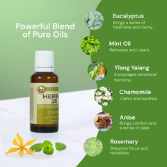 L’EUDINE Herbal 35 bottle ready for dilution in carrier oil for massage.