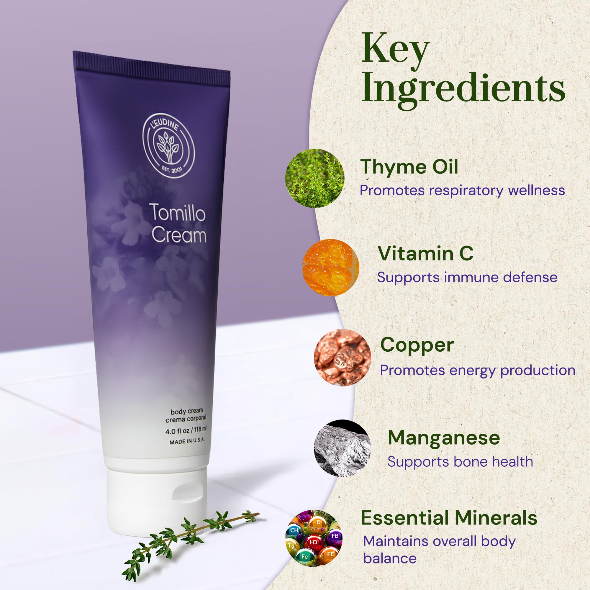 Applying L’EUDINE Thyme Cream for easy massage.