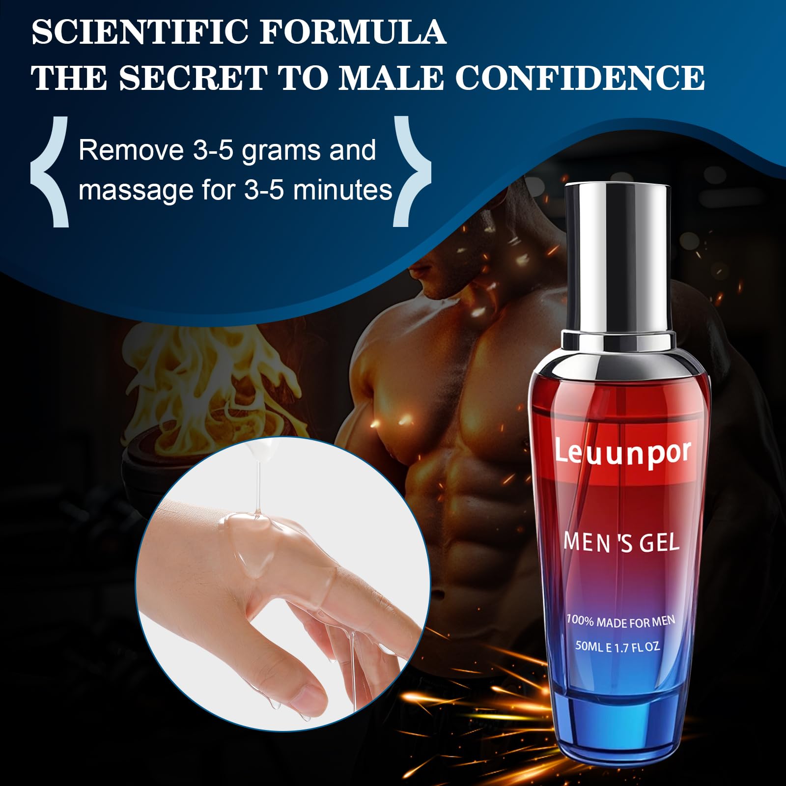 Leuunpor gel being softly massaged into the shaft after a shower for quick absorption.