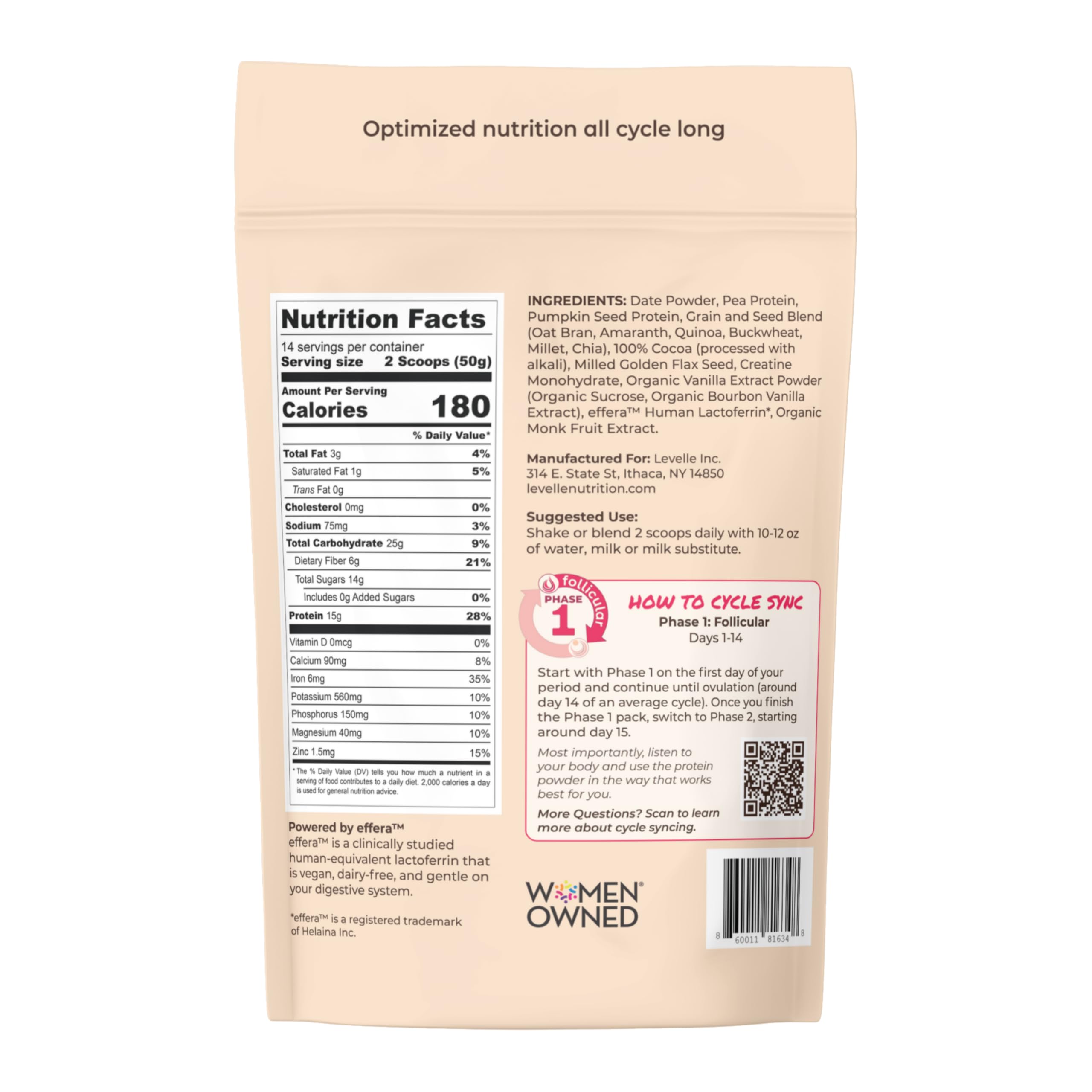 Levelle Boom Chocolata real-food chocolate flavor with no artificial sweeteners.