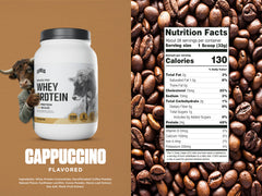 Levels cappuccino whey close-up foam, creamy texture from real coffee.