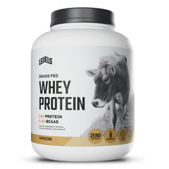 Levels Grass Fed Whey Cappuccino Powder boosts protein in quick shakes.