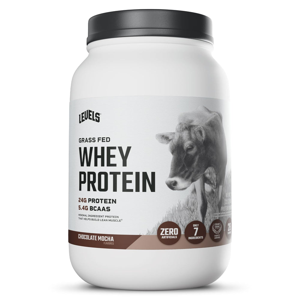 Levels Grass Fed Whey Chocolate Mocha powder for quick protein shakes