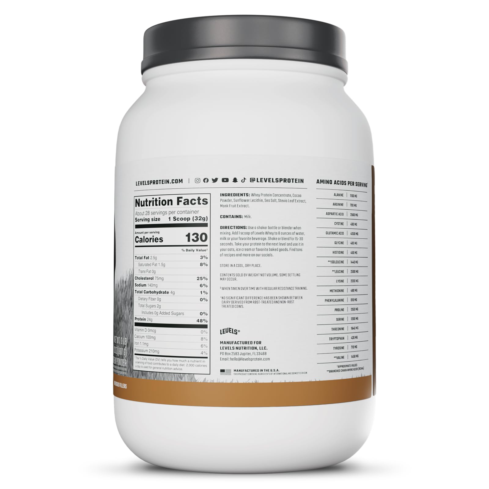 Levels Grass Fed Whey mixing bowl close-up with smooth shake texture