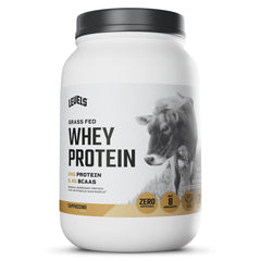 Levels grass-fed whey powder cappuccino 2lb, easy to mix for daily workouts.