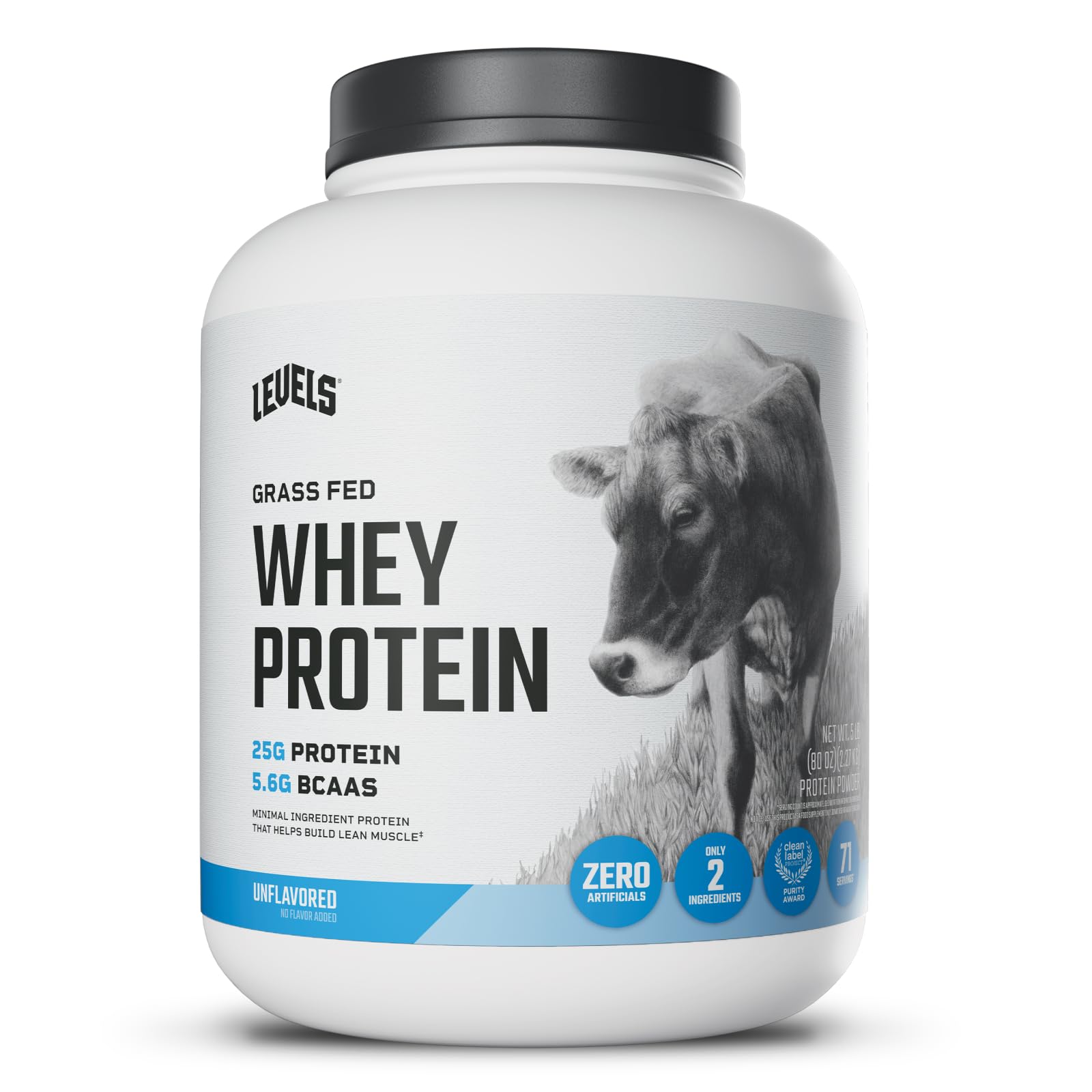 Levels grass-fed whey protein bag front for quick, high-protein shakes