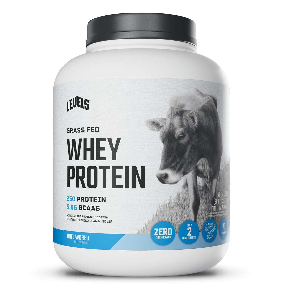 Levels grass-fed whey protein bag front for quick, high-protein shakes
