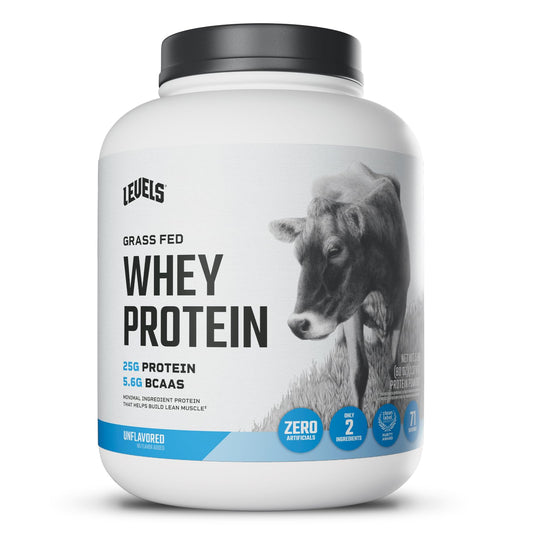 Levels grass-fed whey protein bag front for quick, high-protein shakes