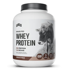 Levels Grass-Fed Whey packaging highlights clean ingredients and quality dairy