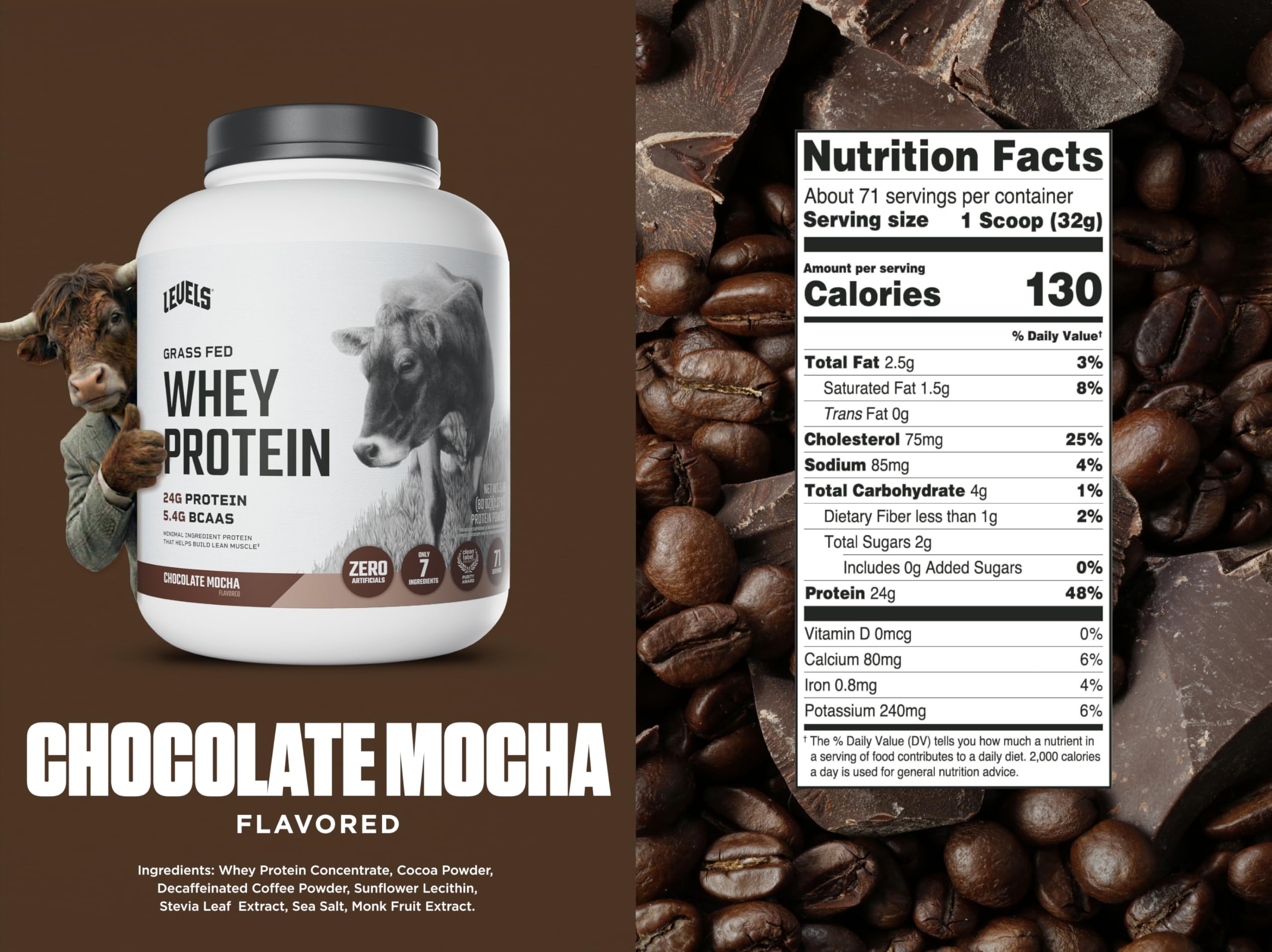 Shake of Levels Chocolate Mocha whey in a shaker