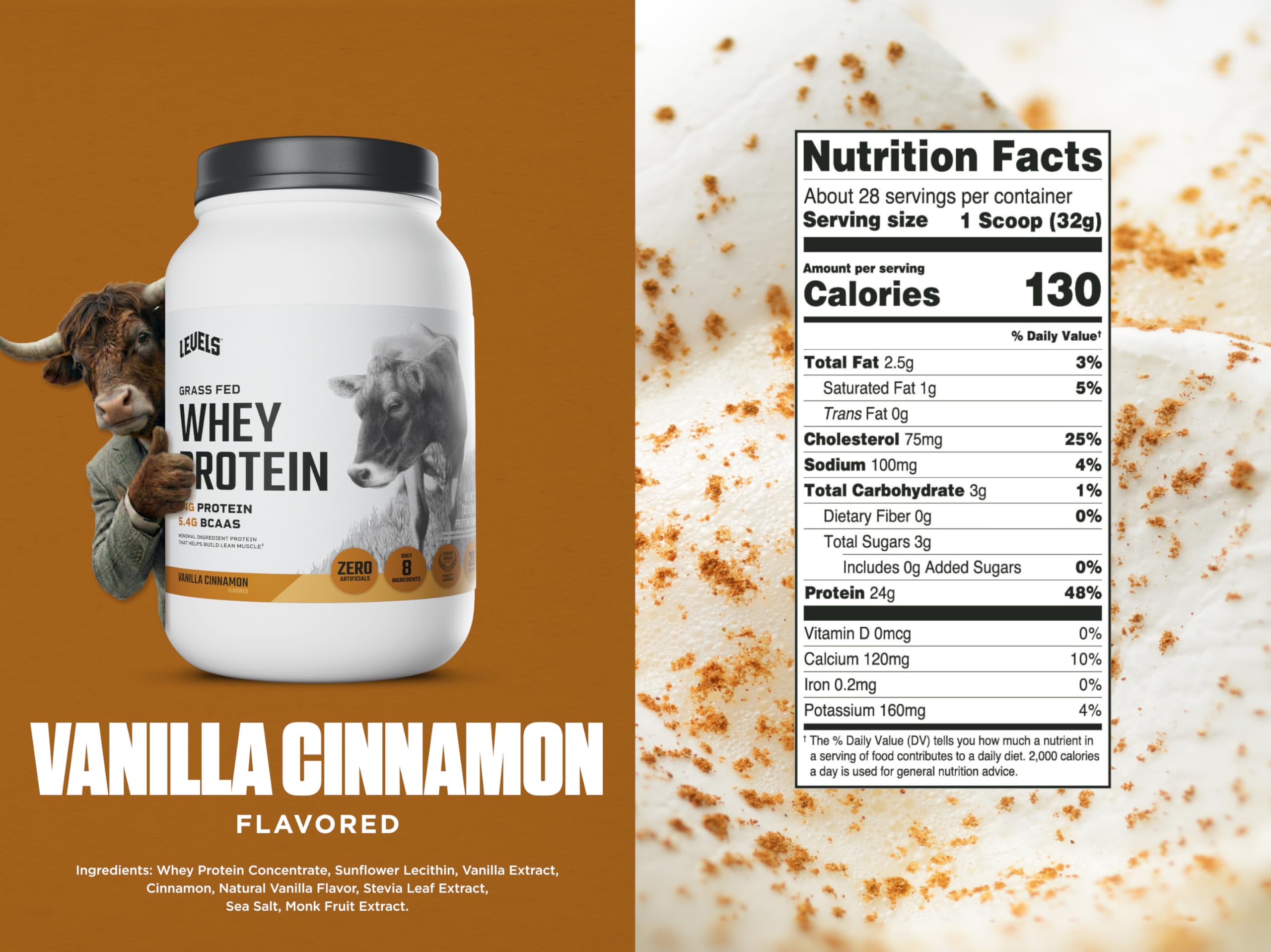 Levels Grass-Fed Whey Vanilla Cinnamon mixing jar mixes easily.