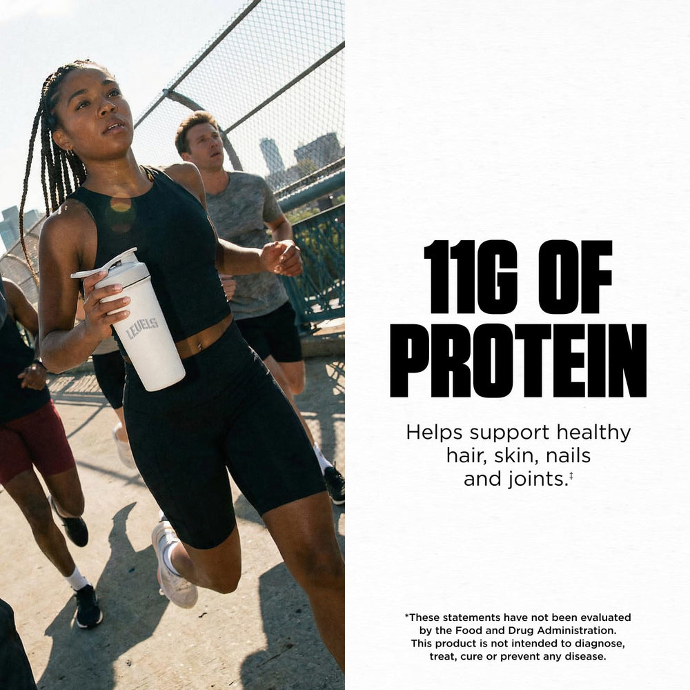 Collagen peptides stirred into smoothie for quick daily protein