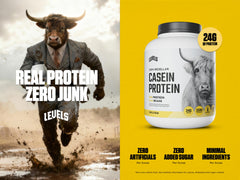 Levels Nutrition Vanilla Bean Casein scoop ready for daily protein intake