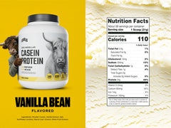 Levels Nutrition Vanilla Bean Casein shaker with mixed drink for slow release protein