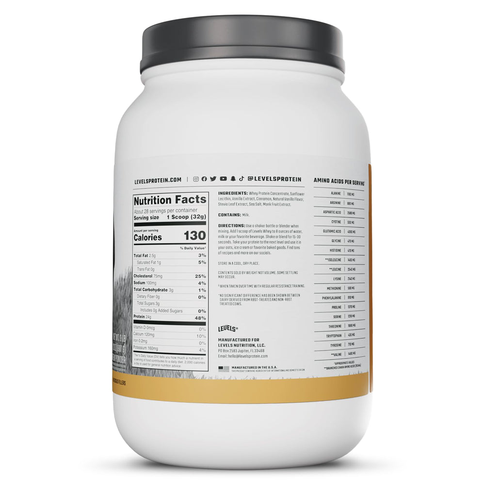 Levels Vanilla Cinnamon whey creates silky froth after shake.