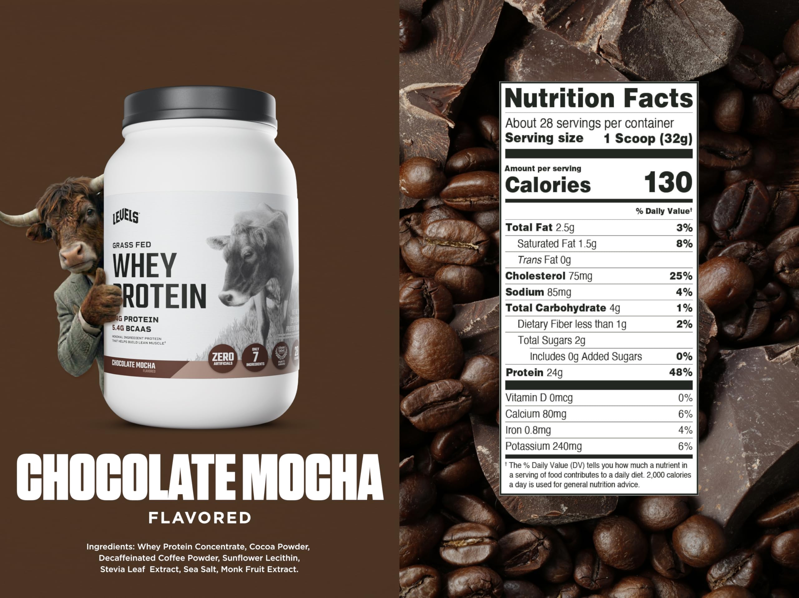 Levels Whey Protein Chocolate Mocha shaker blends smooth shakes