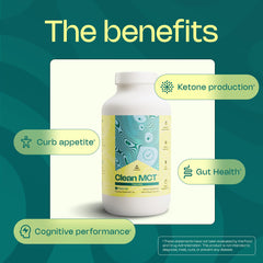 LevelUp Clean MCT Oil Capsules packaging label highlights 100% C8 caprylic content.