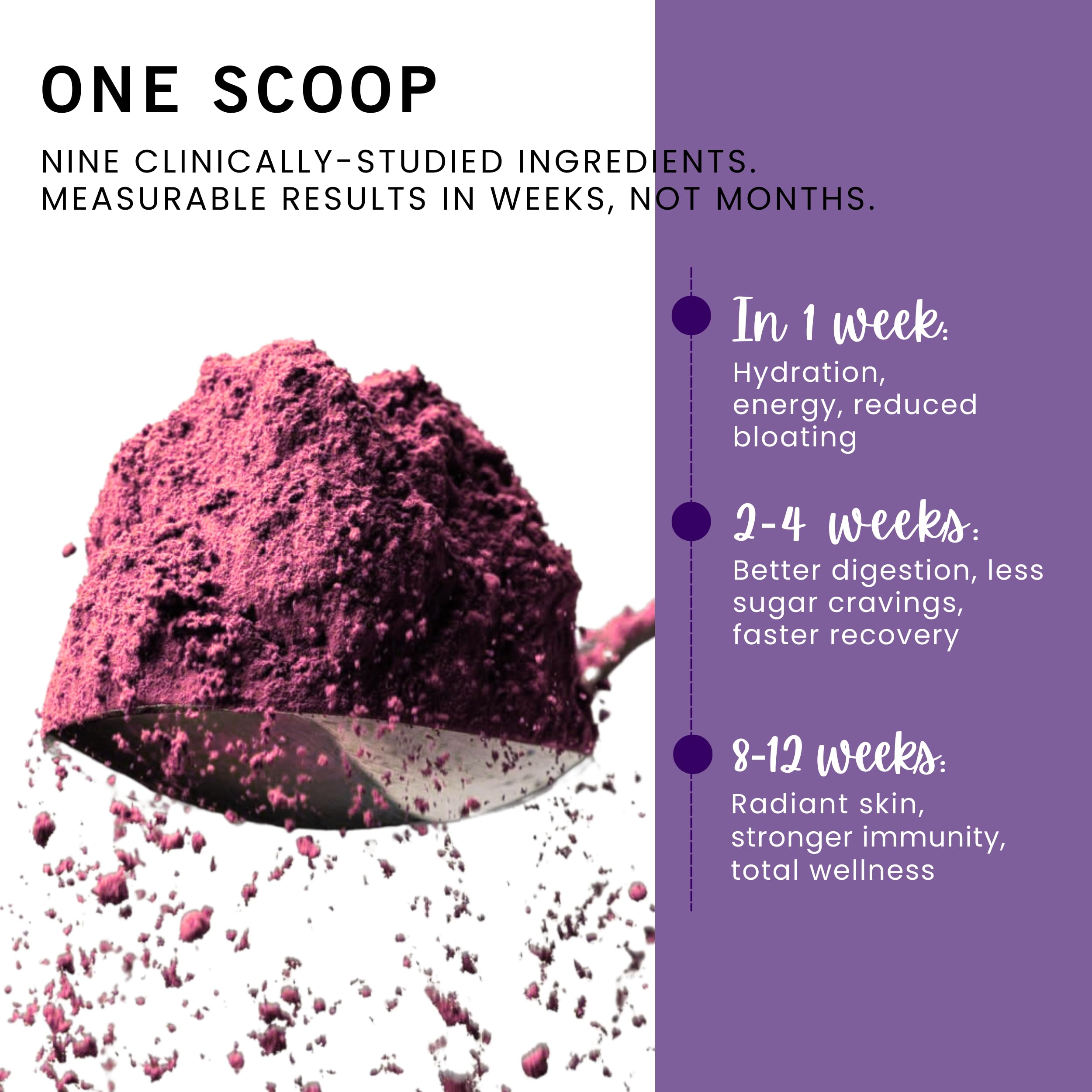 Leverage Mixed Berries powder dissolving smoothly in a smoothie.