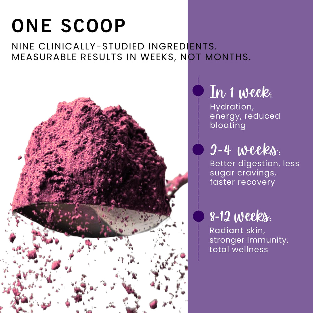 Leverage Mixed Berries powder dissolving smoothly in a smoothie.