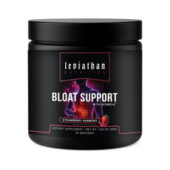Leviathan Bloat Support bottle label with BIOMend Lysine Butyrate for daily wellness